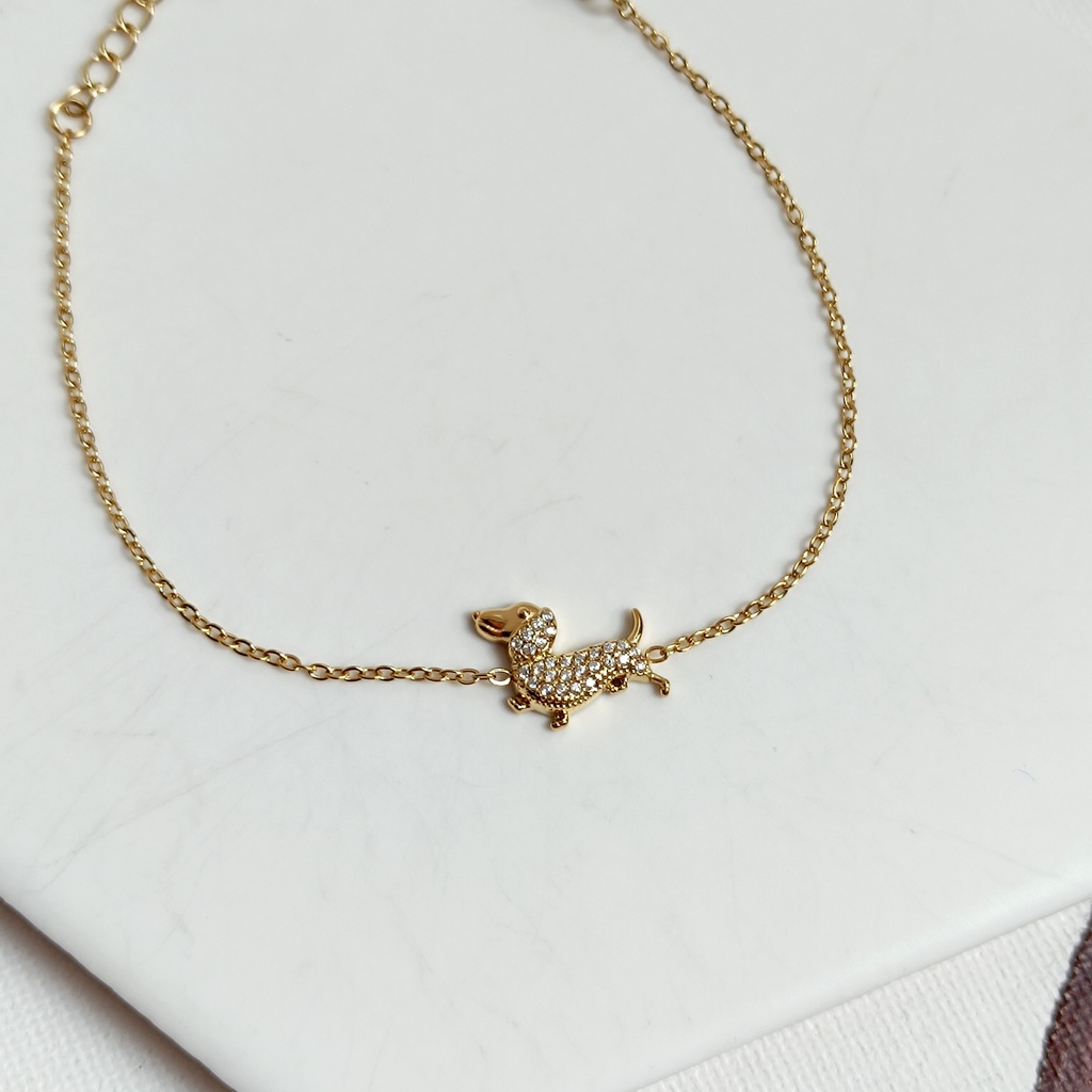 Pulsera Perro Circonitas (Dorado)