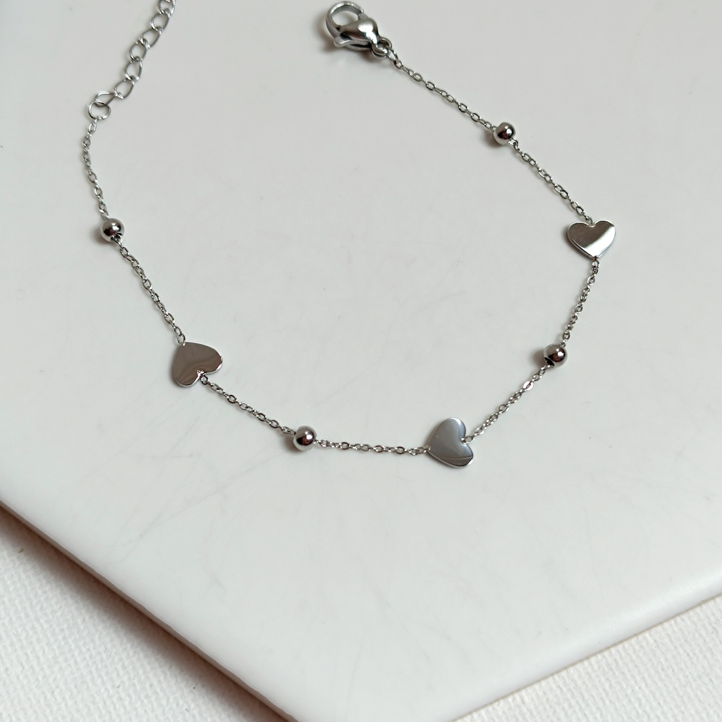 Pulsera Corazones Combo (Plateado)