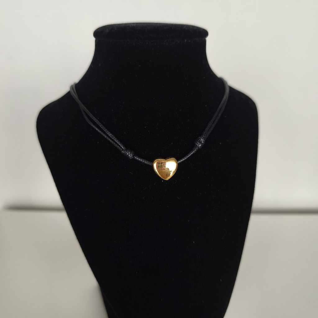 Collar Cuerda Corazón Dorado