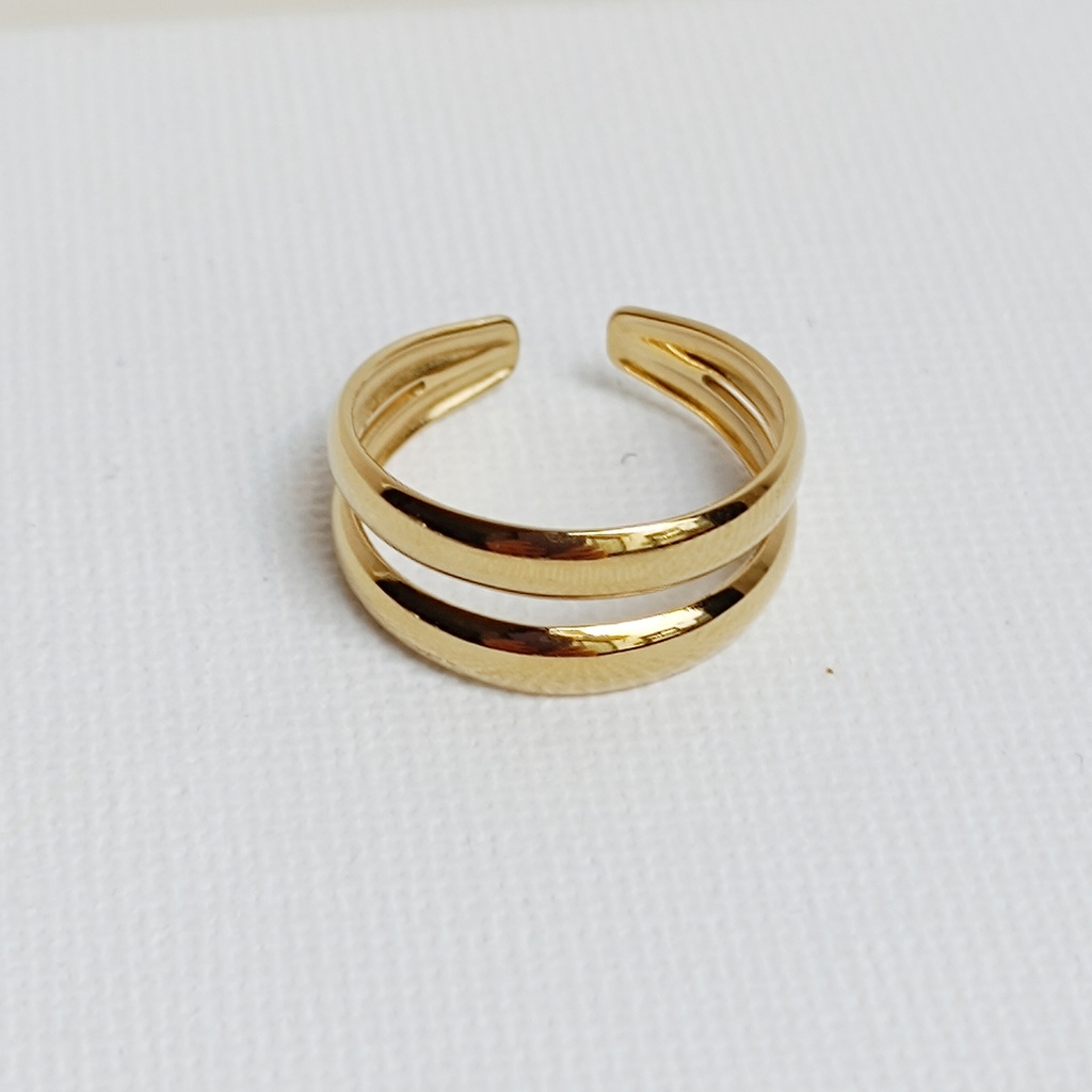 Anillo Efecto Doble Dorado