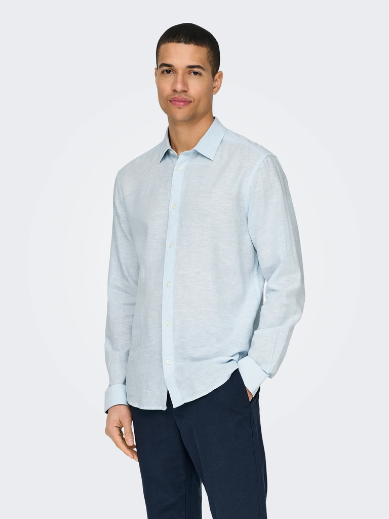 Onscaiden Lino Camisa Cashmere Blue - Only &amp; Sons