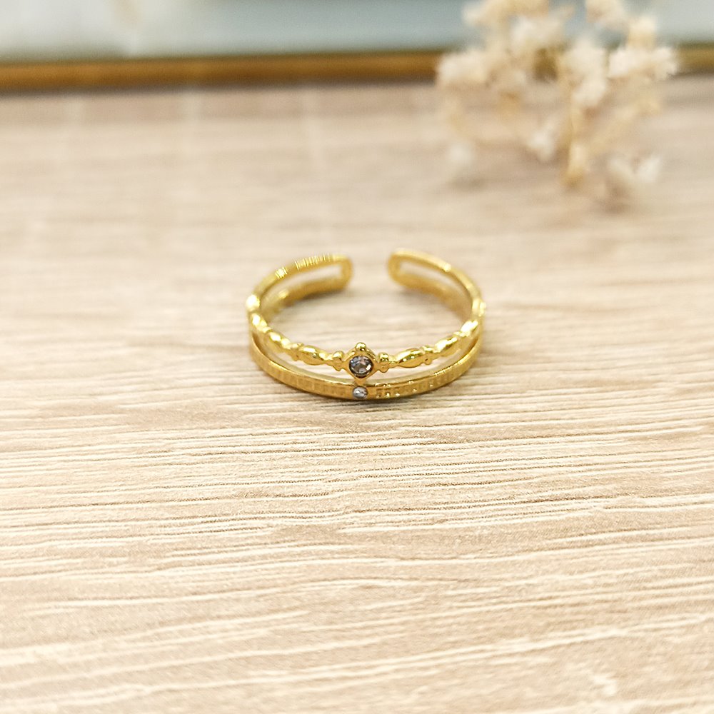 Anillo doble circonita blanca dorado