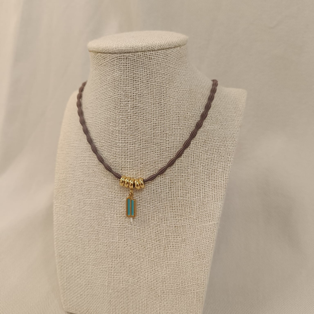 Collar Cordón Helado Turquesa Dorado