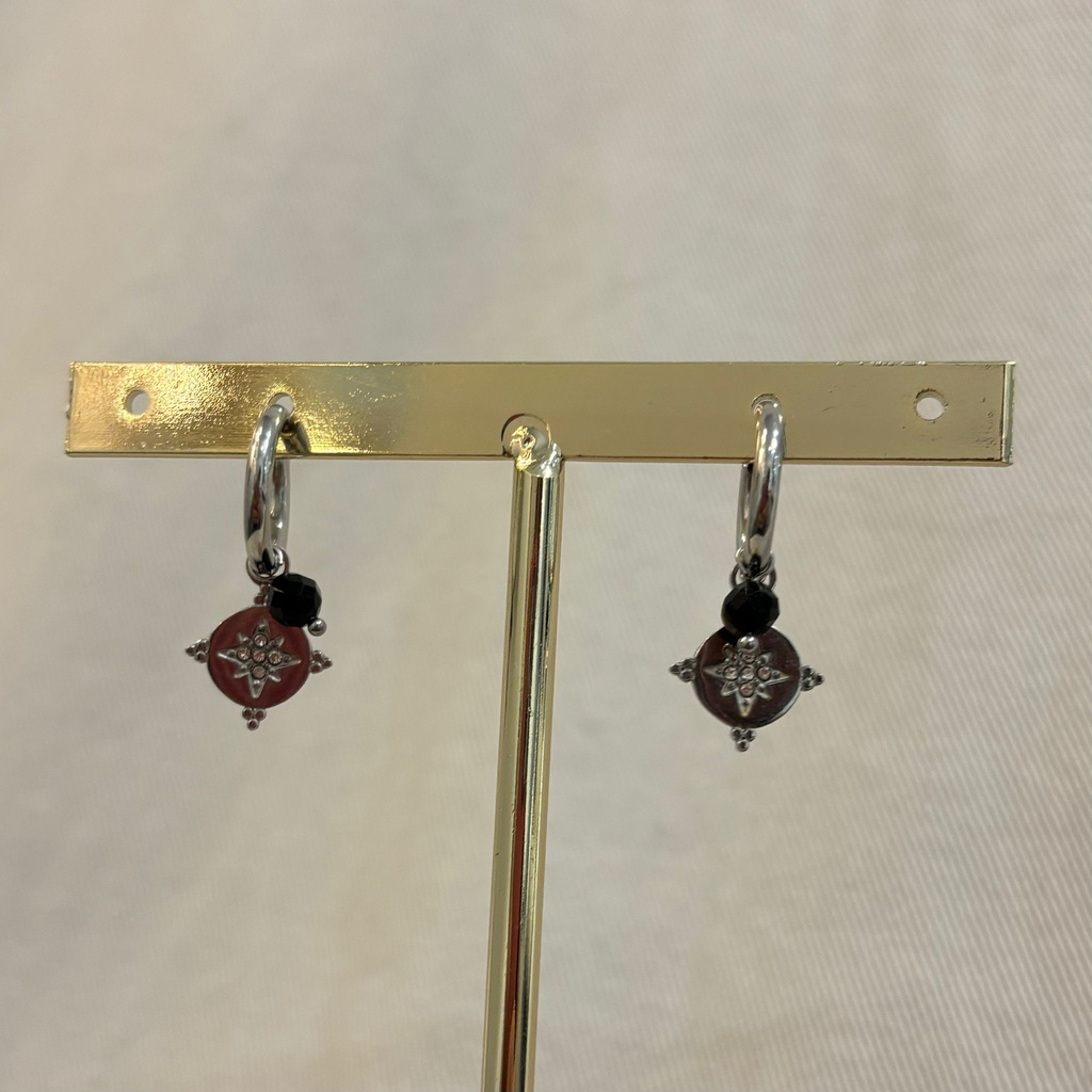 Arito Charm Estrella Brújula Con Piedra Plateado