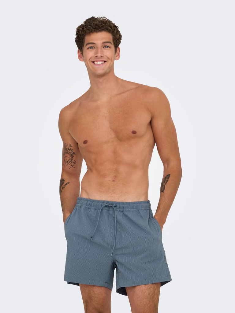 Bañador Onsted Life Solid Seersucker Swim Noos Fint Stone - Only &amp; Sons