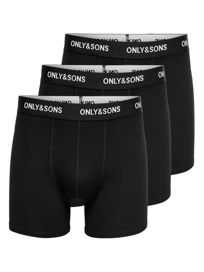 Onsfitz Solid Black Boxer 3Pack - Only &amp; Sons
