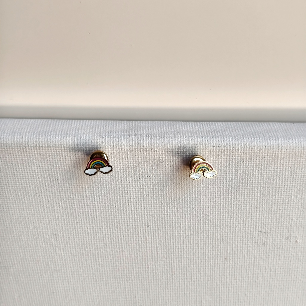 Pendientes Pequeños Arcoiris Dorado