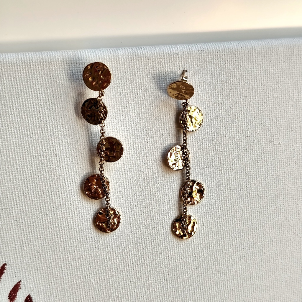 Pendientes Chapitas Cadenita Textura Dorado