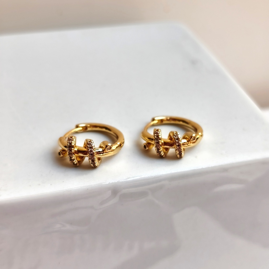 Aros Circonitas Espiral Dorado