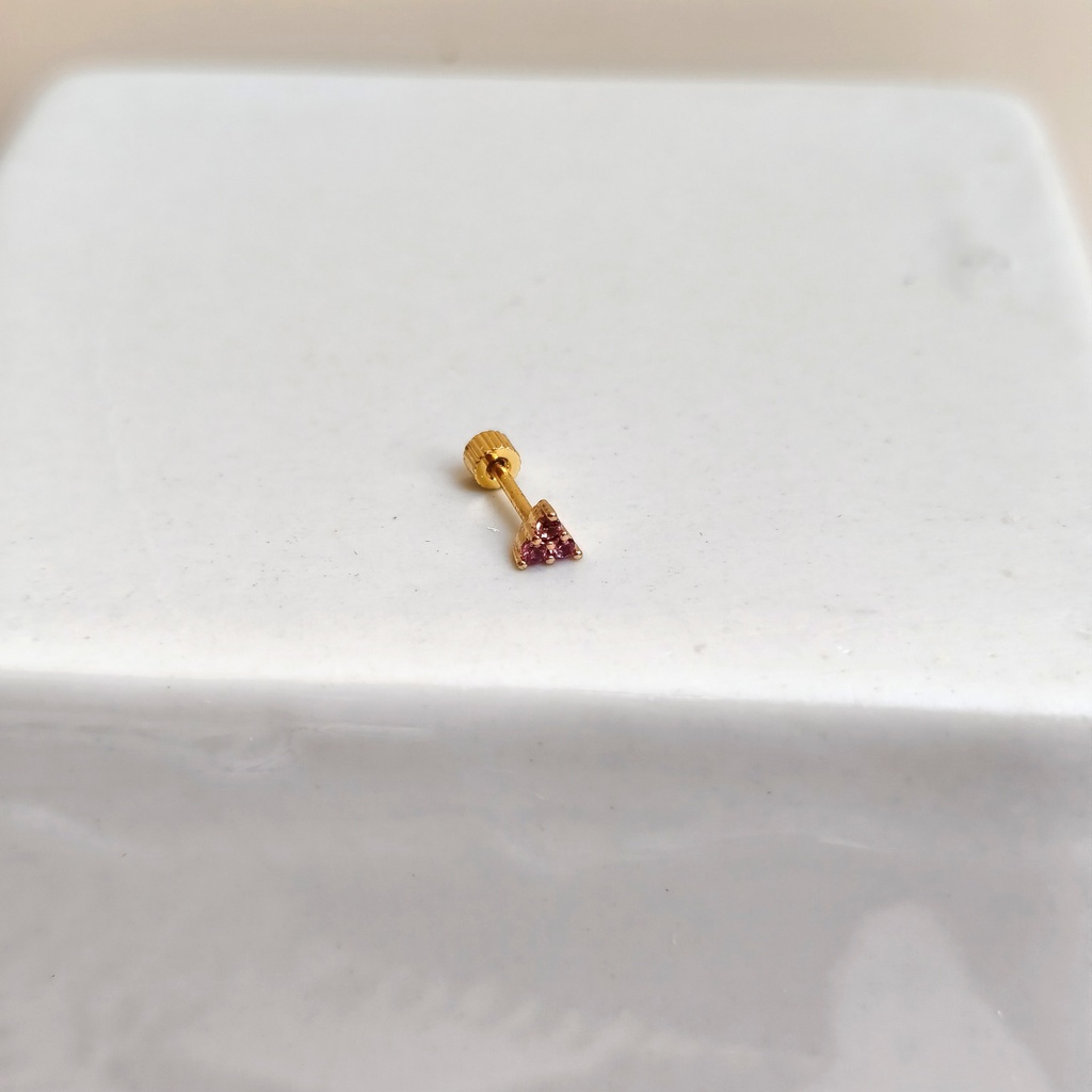Pendiente Circonita Mini Triángulo Dorado (Rosca)