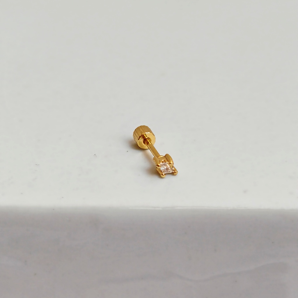 Pendiente Circonita Dorado (Rosca)