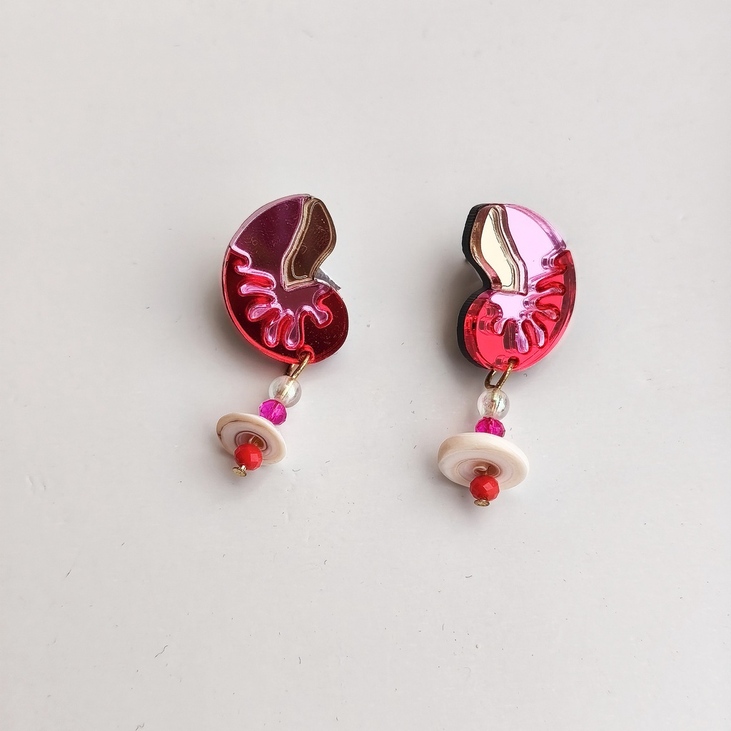Pendientes Caracola Roja Metacrilato