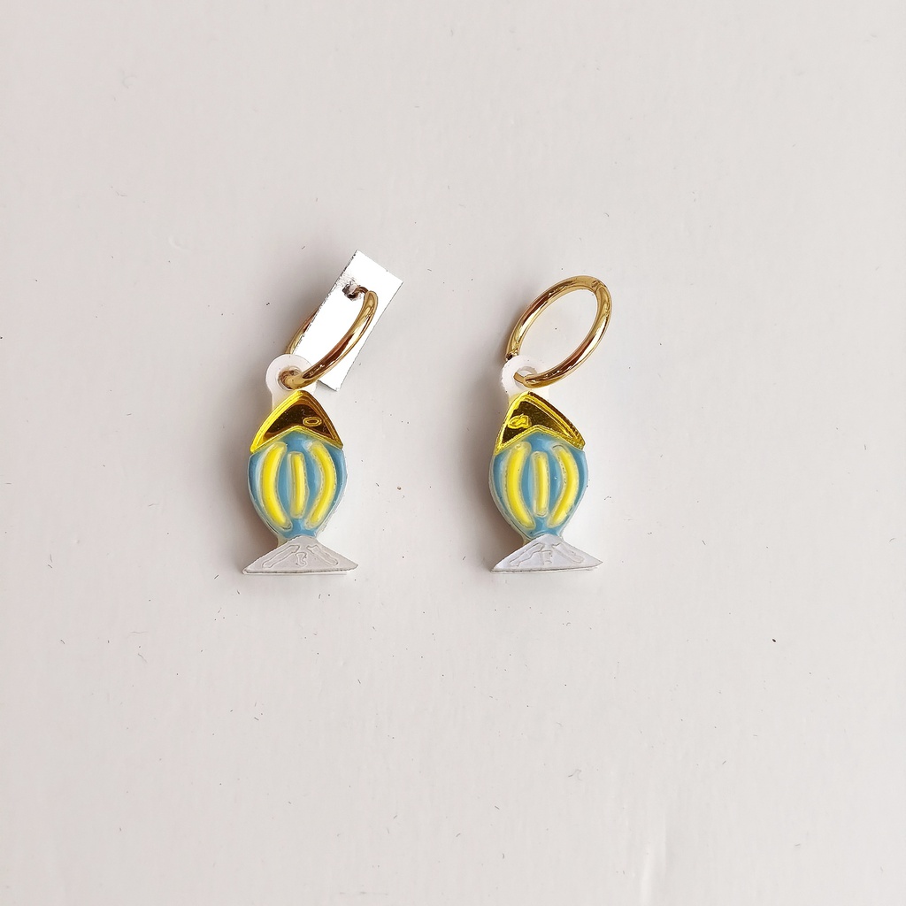 Pendientes Aros Pez Amarillo Metacrilato