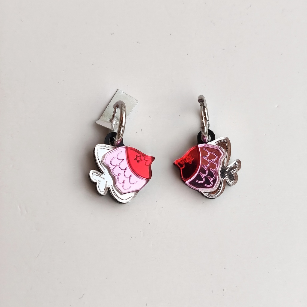 Pendientes Aros Pez Rosa Metacrilato