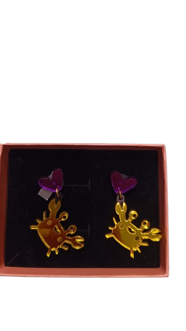 Pendientes Cangrejo Amarillo Metacrilato