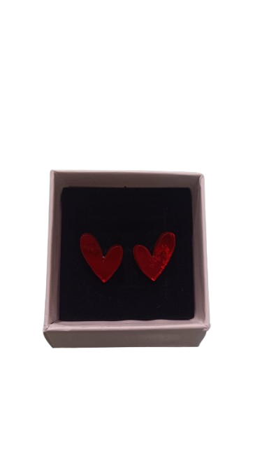 Pendientes Metacrilato Mini Corazón Rojo