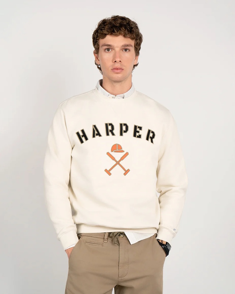 Sudadera Crew-Neck Retro Cloud White - Harper &amp; Neyer