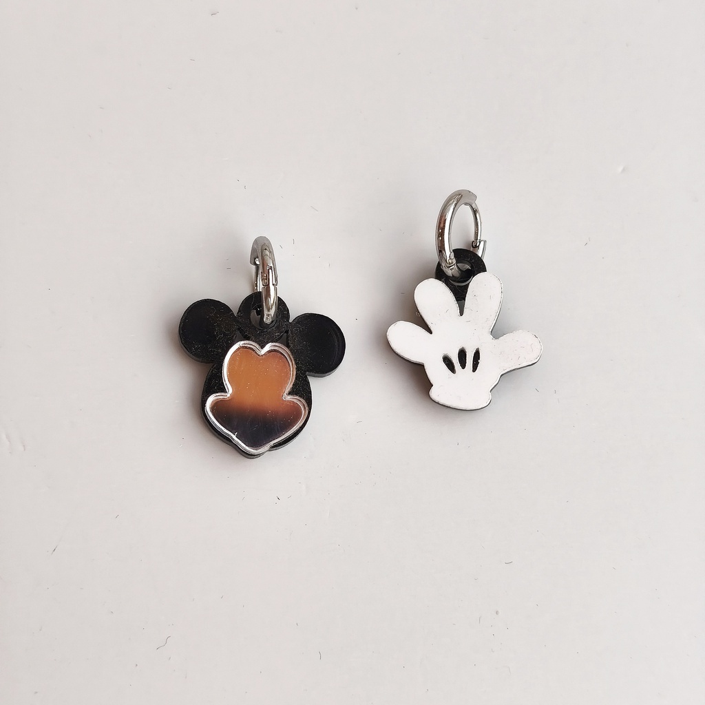 Pendientes Metacrilato Aro Plateado Mickey
