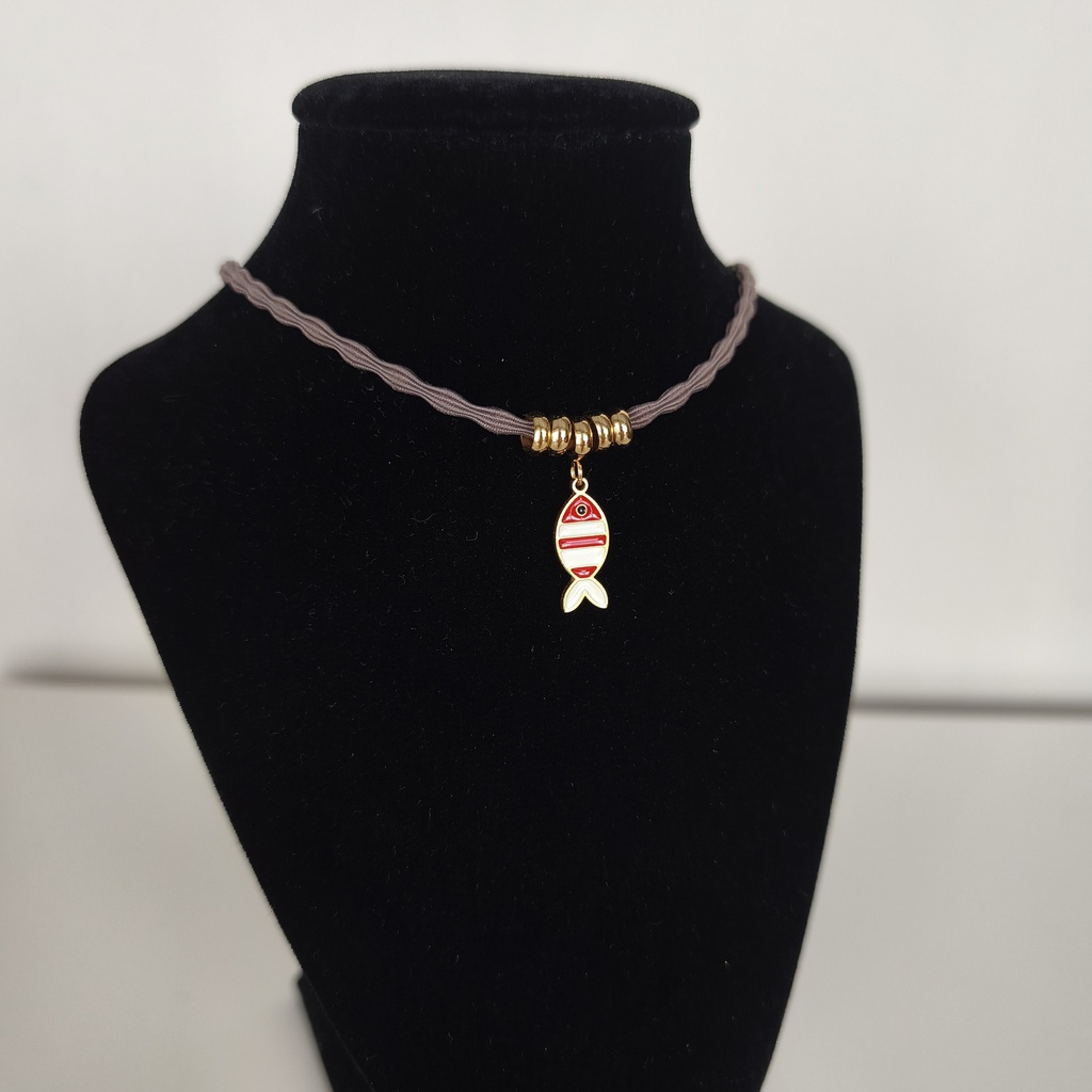 Collar Cordón Pez Rojo Dorado