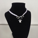 Collar Cinta de Seda Malva Tortuga (Plateado)
