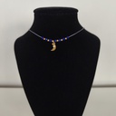 Collar Cuerda Macramé Azulón Luna (Dorado)