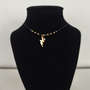 Collar Cuerda Macramé Negro Rayo (Dorado)