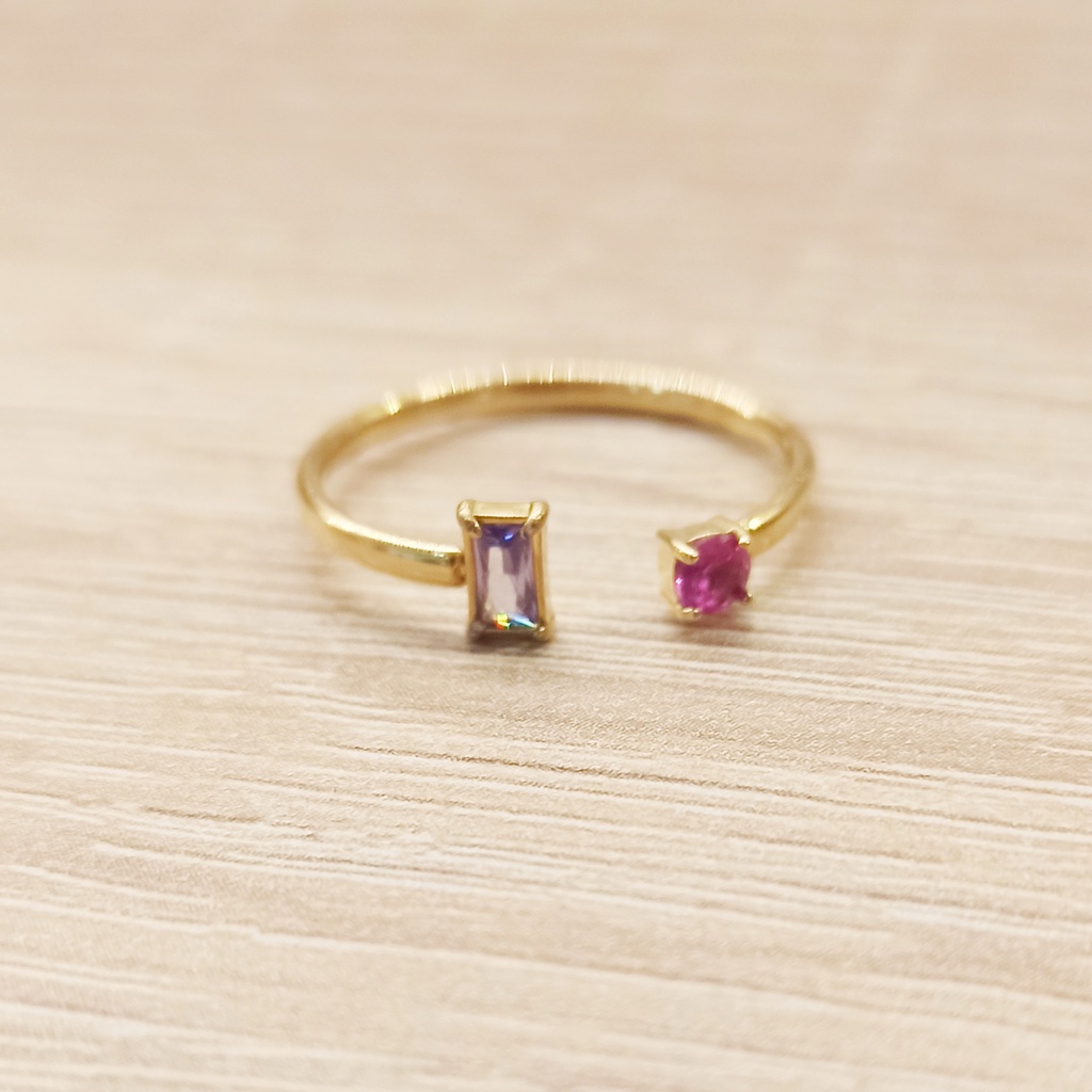 Anillo doble circonita color