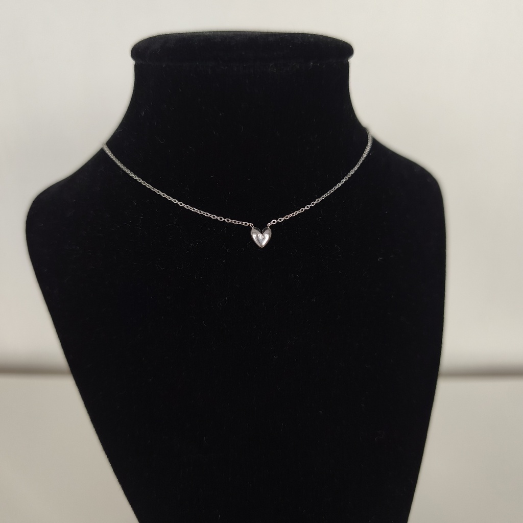 Collar Corazón Circonitas Reversible (Plateado)