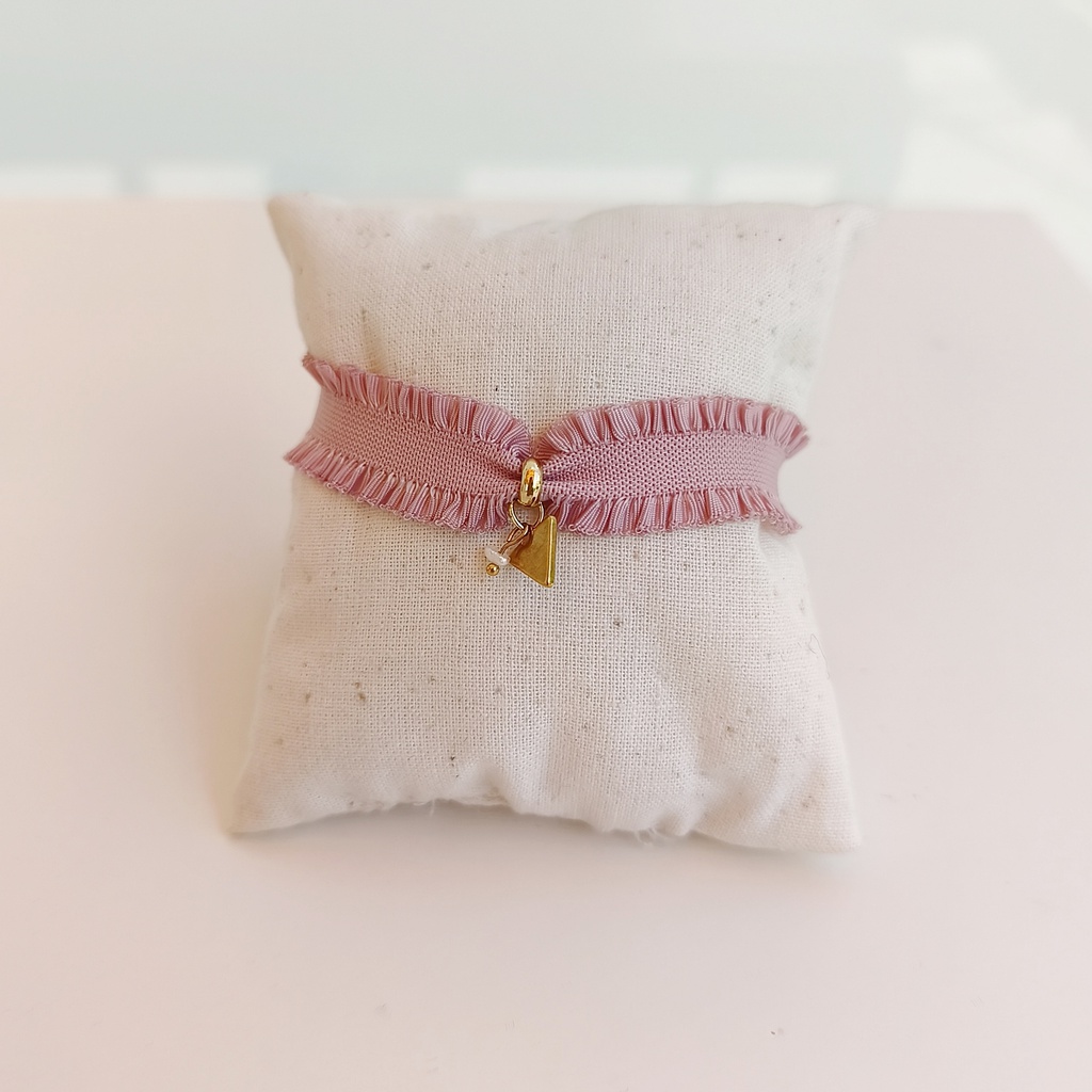 Pulsera Cinta Volante Rosa Triangulo (Dorado)