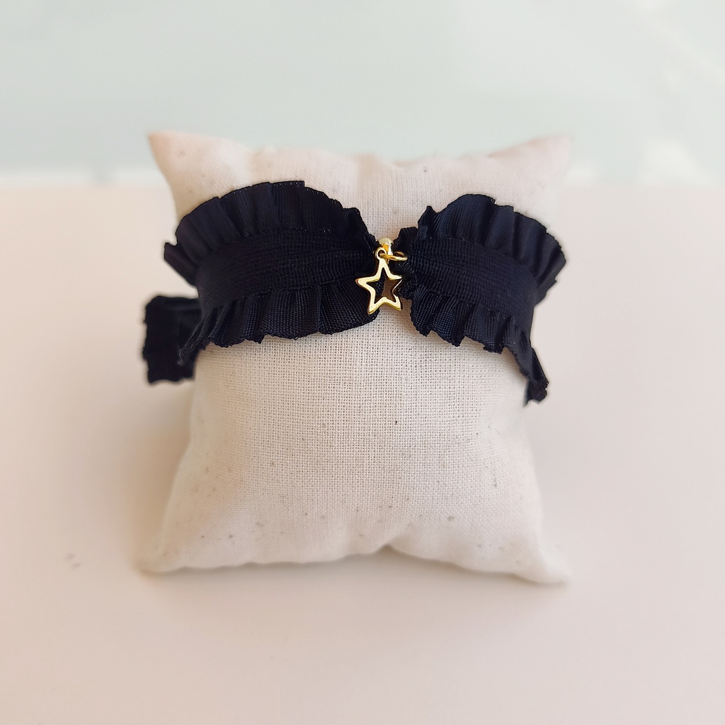 Pulsera Cinta Volante Negro Estrella (Dorado)