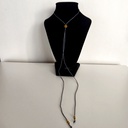 Collar Largo Flor 3D (Cordón Azul - Dorado)