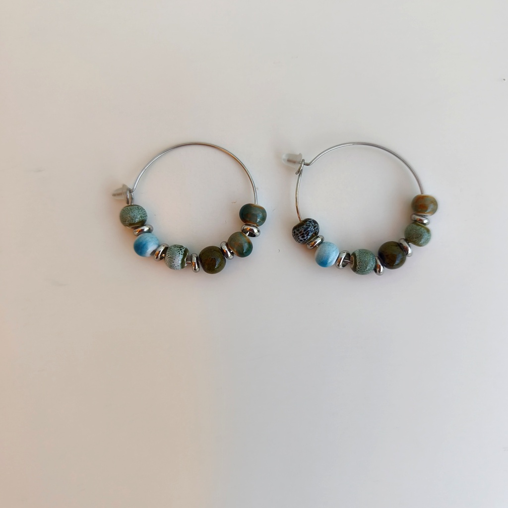 Pendientes Cerámica Carey Blues (Plateado)
