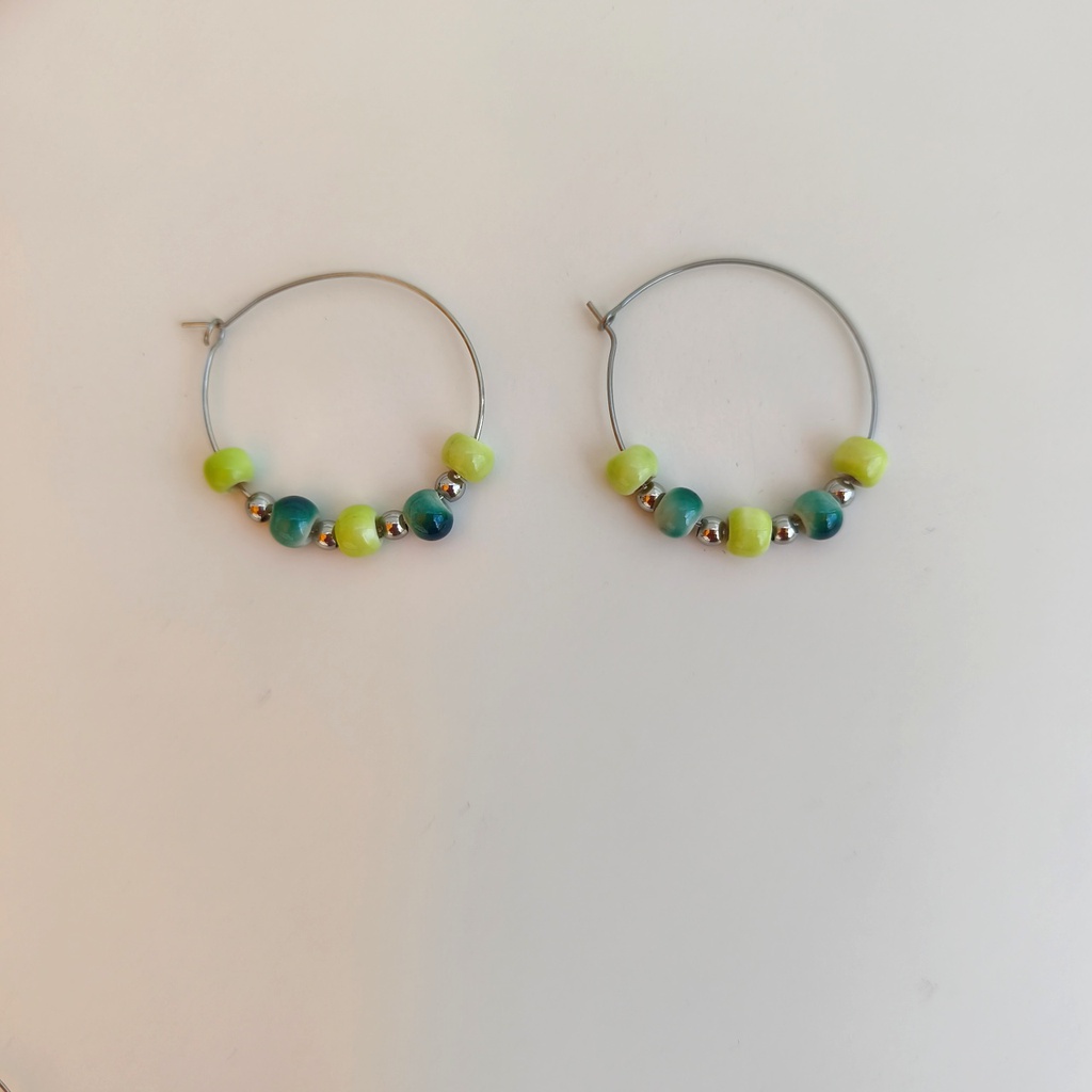 Pendientes Cerámica Green Combo (Plateado)