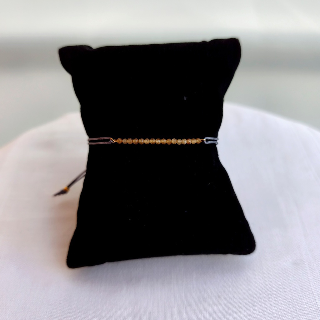 Pulsera Macramé Piedras Azul Naranja (Dorado)