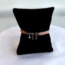 Pulsera Trenzada Beige Triple Charm Cruz (Plateado)