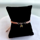 Pulsera Trenzada Beige Doble Charm Cruz (Plateado)