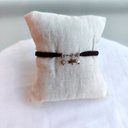 Pulsera Trenzada Marrón Triple Charm Libelula (Plateado)