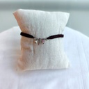 Pulsera Trenzada Marrón Triple Charm Llave (Plateado)