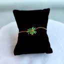 Pulsera Pompón Cuentas Verde (Dorado)