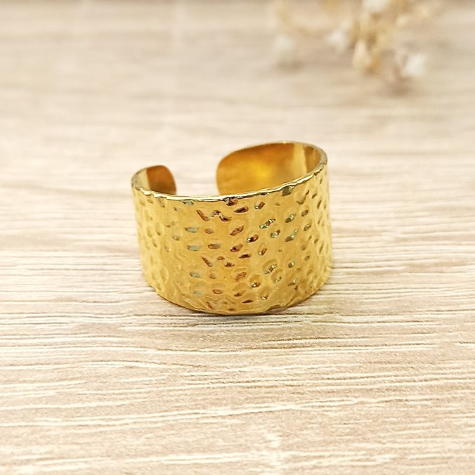 Anillo Ancho Textura Dorado