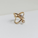 Anillo Ancho Doble Circonita Dorado