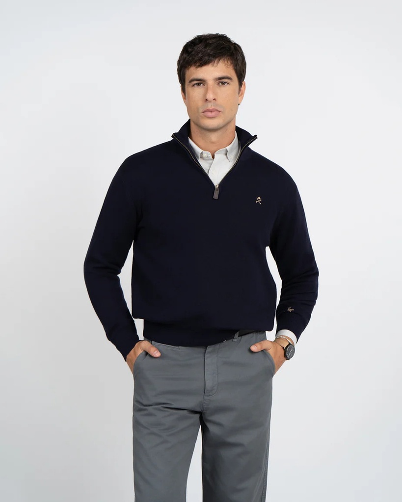Jersey Zipper Navy Blue - Harper &amp; Neyer