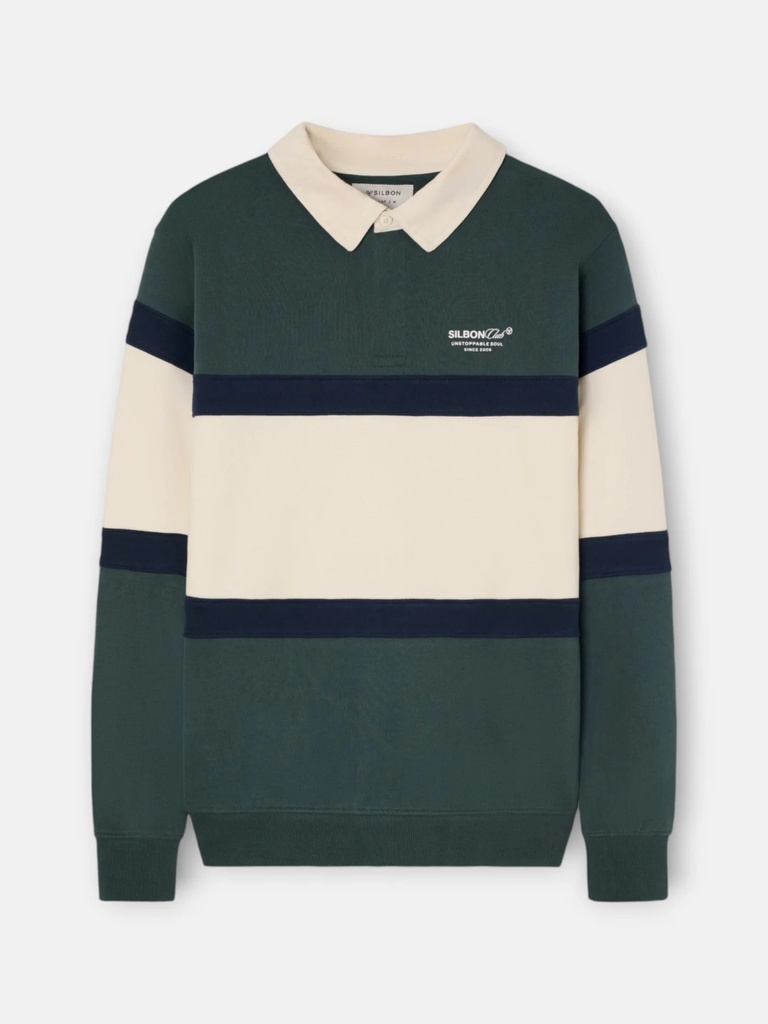 Sudadera Cuello Polo Silbon Club Verde Oscuro - Silbon