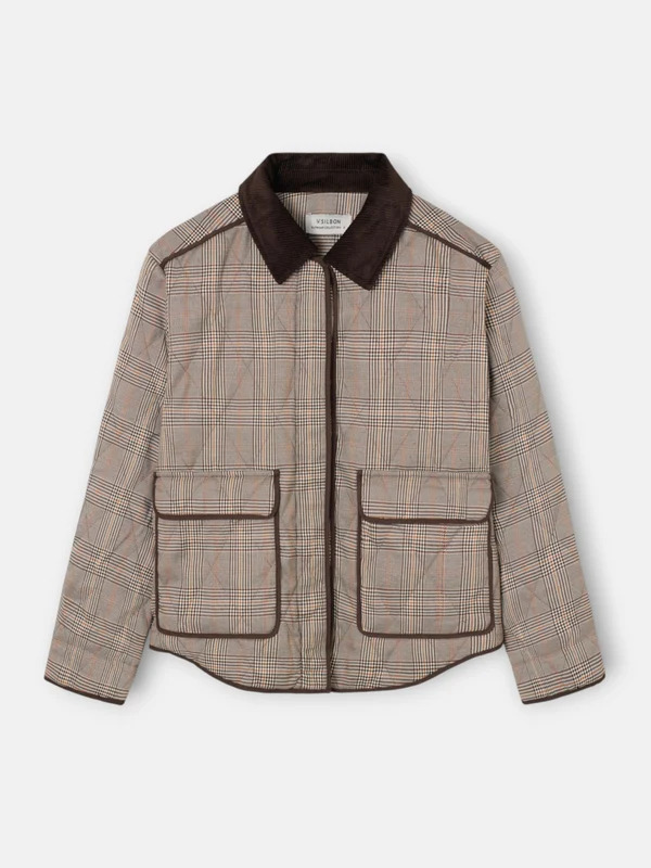 Parka Corta Acolchada Cuadros Marrones - Silbon