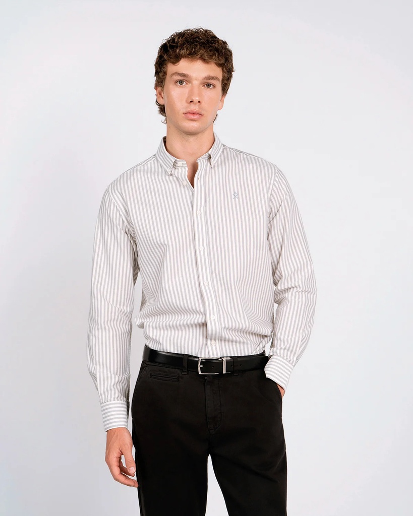 Camisa Rayas North Sea Gray Ember - Harper &amp; Neyer