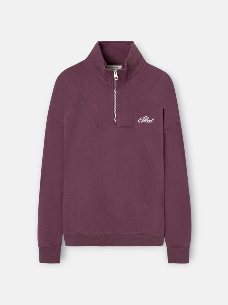 Sudadera Relaxed Fit Media Cremallera Burdeos - Silbon