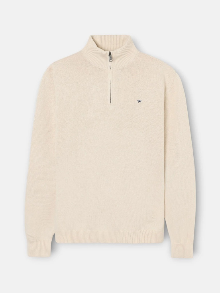 Jersey Media Cremallera Beige - Silbon