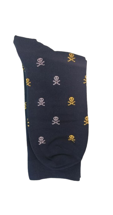 Calcetines Azul Marino Calaveras Gris y Amarillo - Stroget