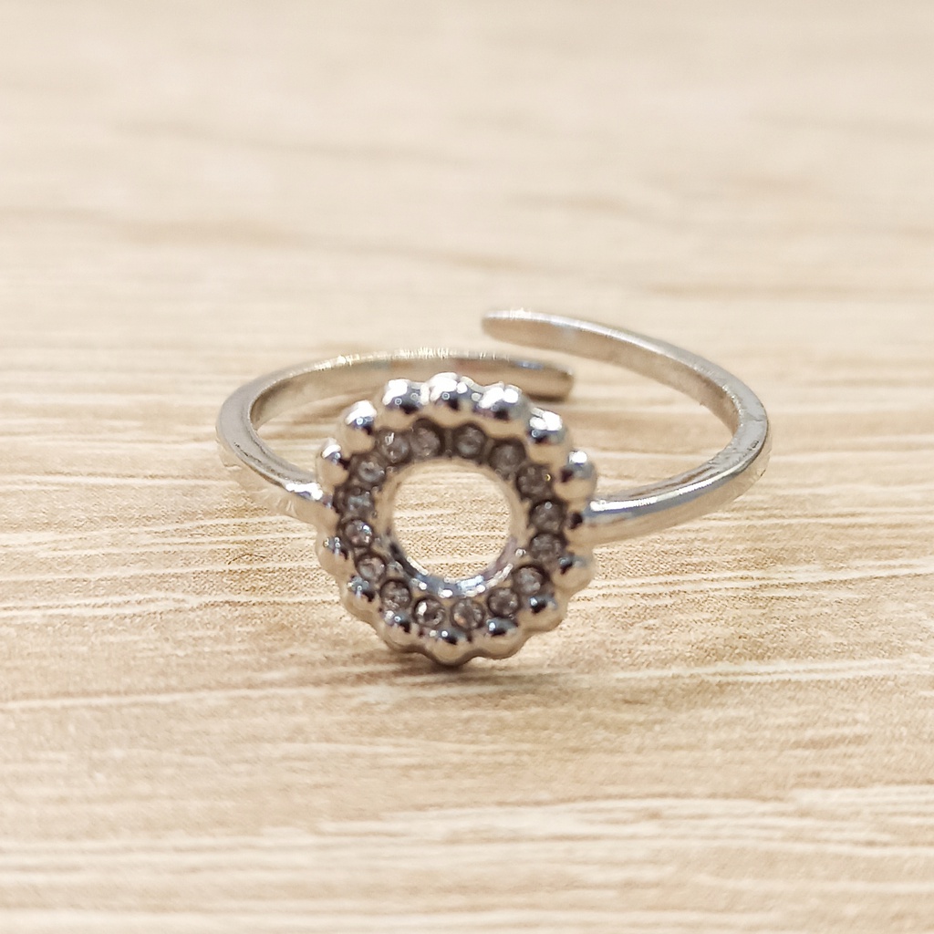 Anillo Redondo Circonitas Plateado