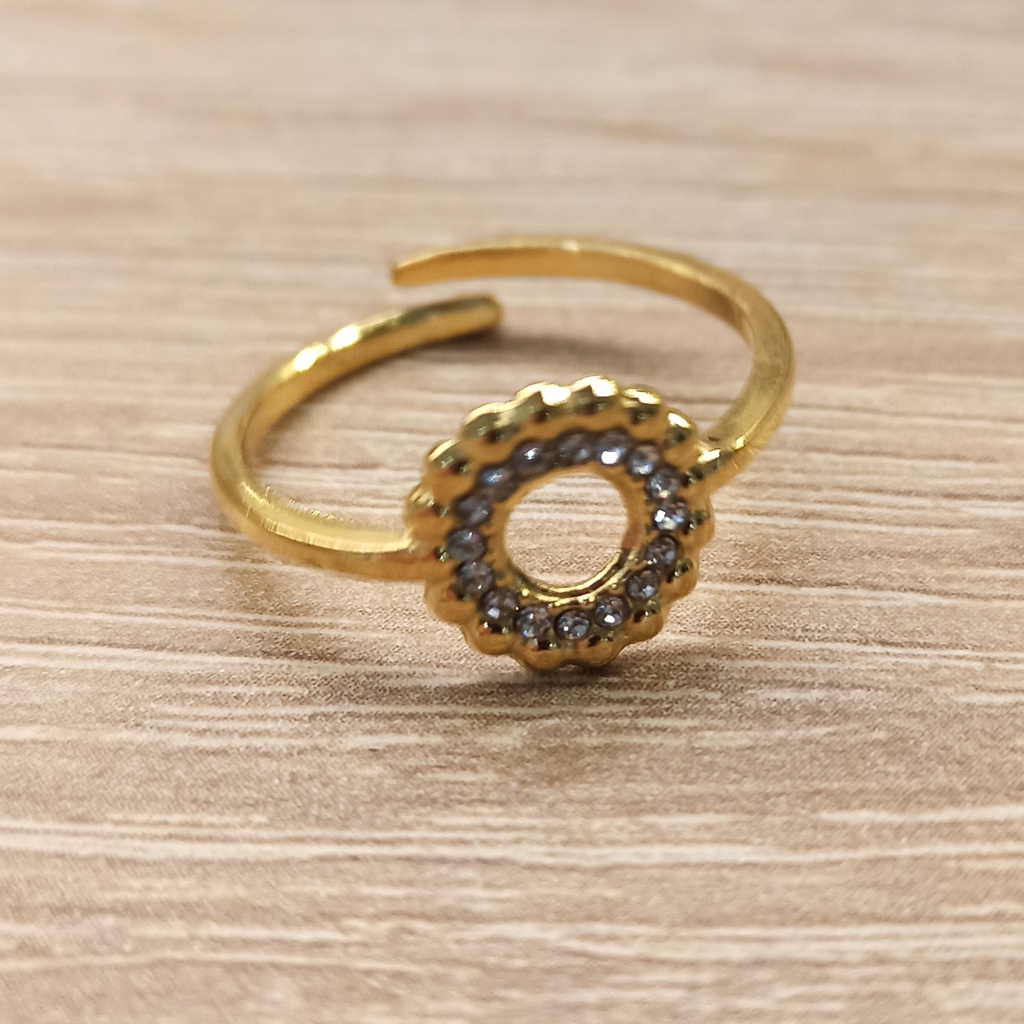 Anillo Redondo Circonitas Dorado